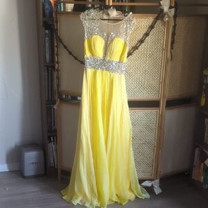Yellow Sequin Evening Gown